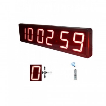 Displayli Saniyeli Dijital Saat, Kasa:16x63cm-Kırmızı
