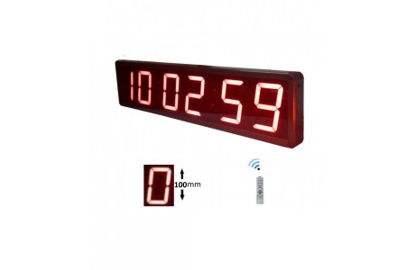 Displayli Saniyeli Dijital Saat, Kasa:16x63cm-Kırmızı