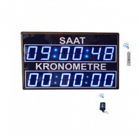 Dijital Saniyeli Saat ve Kronometre, Kasa Ölçüsü: 40x65cm-Mavi
