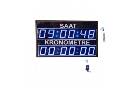 Dijital Saniyeli Saat ve Kronometre, Kasa Ölçüsü: 40x65cm-Mavi