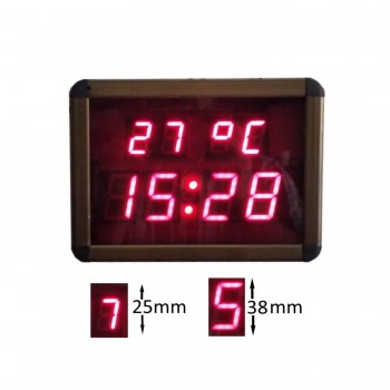 Displayli Dijital Saat Derece(Termometre) Kasa Ölçüsü: 15x20 cm-Kırmızı