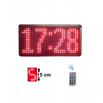 Ledli Modül Saat, Kasa: 21x37 cm-Kırmızı