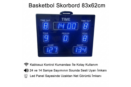Mavi Renk Basketbol Skorbord 82x63cm - Basketball Scoreboard