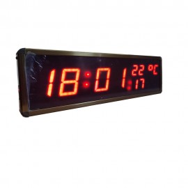 Displayli Saniyeli Dijital Saat ve derece Kasa: 17x50 cm-Kırmızı