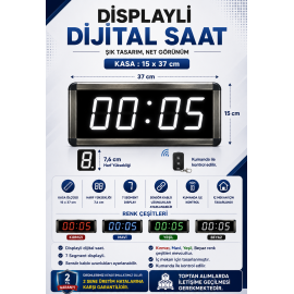 Displayli Dijital Saat Kasa Ölçüsü: 15x37 cm-Beyaz