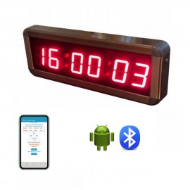 Android Uygulumalı Alarmlı Saniyeli Dijital Saat , Kasa: 7x26 cm-Kırmızı