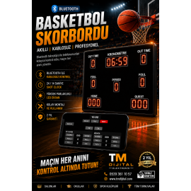 Android Uygulamalı - Basketbol Skorbord Sistemi, Kasa:122x108x3 cm - Android Tablet Kontrollü