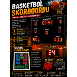 Bold Font Basketbol Skorbord Sistemi, Kasa:122x108x3 cm