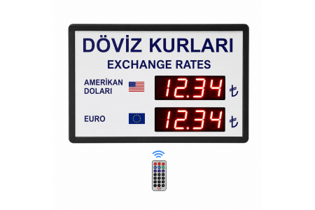 Dijital Döviz Tabelası Kasa Ölçüsü: 23x35cm