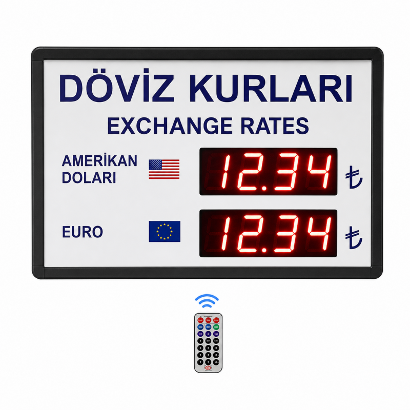 Dijital Döviz Tabelası Kasa Ölçüsü: 23x35cm