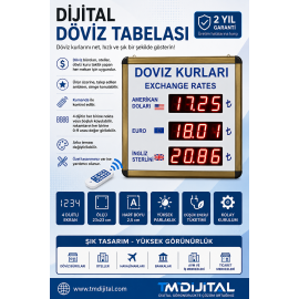 Dijital Döviz Tabelası Kasa Ölçüsü: 23x23 cm