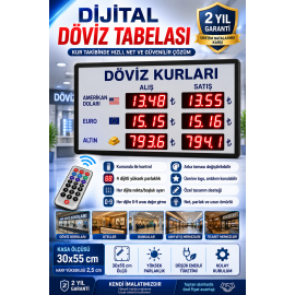 Dijital Döviz Kuru Alış Satış Panosu Kasa: 30x55cm