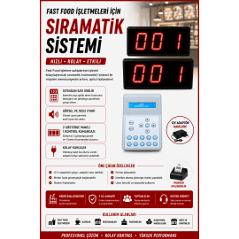  Fastfood Sıramatik (Numaratör) 2 Göstergeli Kablolu