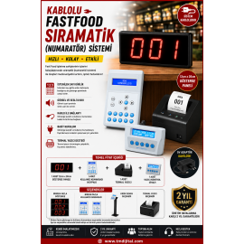  Printer'lı Fastfood Sıramatik (Numaratör) Sistemi Kablolu