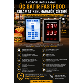 Android Uygulamalı Üç Satır Fastfood Sıramatik (Numaratör) Sistemi