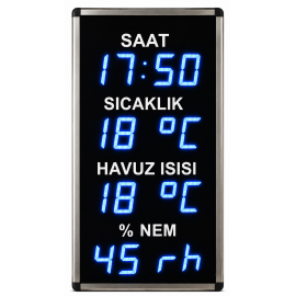 Havuz Saat-Derece-Nem, Kasa: 70x33 cm-Mavi