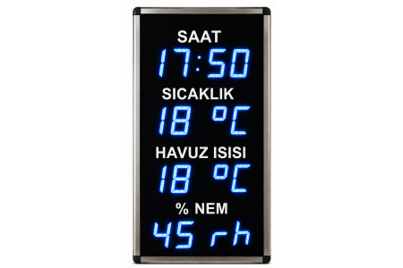 Havuz Saat-Derece-Nem, Kasa: 70x33 cm-Mavi