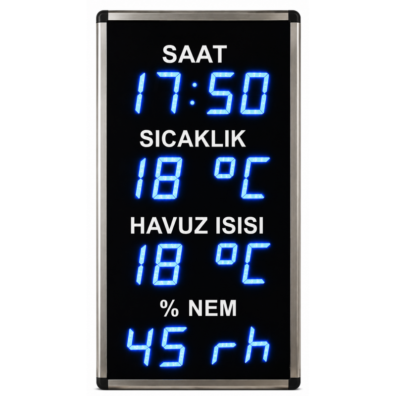 Havuz Saat-Derece-Nem, Kasa: 70x33 cm-Mavi