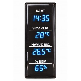 Nemli Ortam Dijital Saat | Saat, sıcaklık ve nem - Mavi, Beyaz ve Kırmızı Işık
