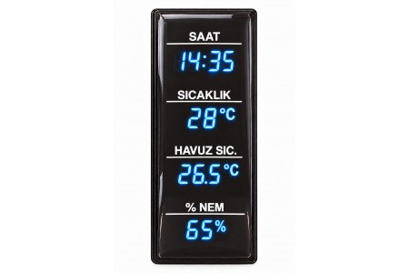 Nemli Ortam Dijital Saat | Saat, sıcaklık ve nem - Mavi, Beyaz ve Kırmızı Işık