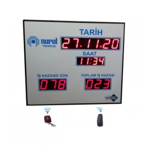 Kablosuz Kumandalı Kazasız İş Günü Tabelası, Kasa: 100x90 cm