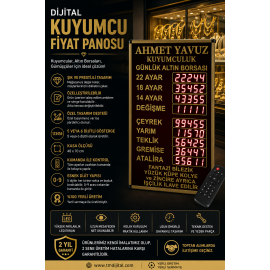 Dijital Kuyumcu Fiyat Panosu, Kasa: 40x70 cm