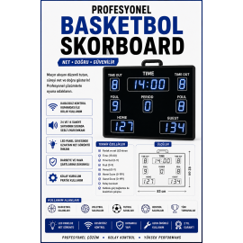 Mavi Renk Basketbol Skorbord 82x63cm - Basketball Scoreboard