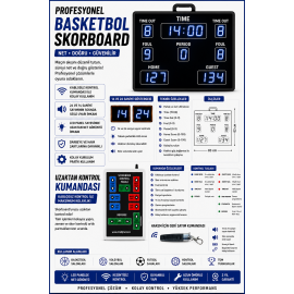 Mavi Renk Basketbol Skorbord 82x63cm - Basketball Scoreboard