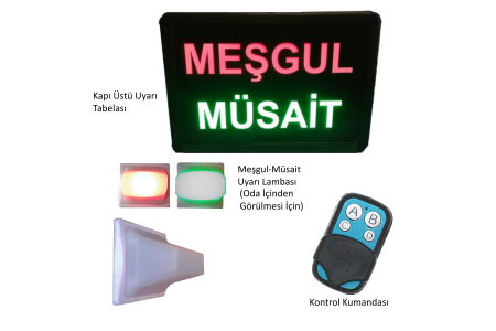 TEKNOMERKEZ Kumandalı Renkli Ledli Meşgul/Müsait Yazısı Kasa: 26x20 cm