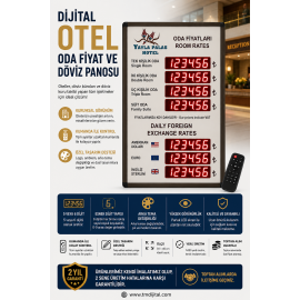 Otel Oda Fiyat ve Döviz Panosu Kasa Ölçüsü: 70x45 cm