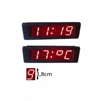 Displayli Dijital Otobüs Saat, Kasa: 7x20 cm-Kırmızı