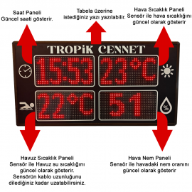 İç ve Dış Mekana Uygun Dijital Ledli Havuz Tabelası 92x47cm 