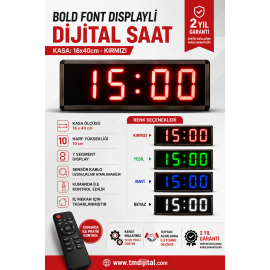 Bold Font Displayli Dijital Saat, Kasa: 16x40cm