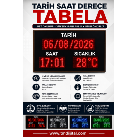 Tarih Saat Derece Tabela, Kasa : 96 x 48cm