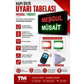 Kumandalı Renkli Ledli Meşgul/Müsait Yazısı Kasa: 26x20 cm
