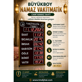 Ezan Okuyan Büyükboy Vakitmatik, Kasa: 40x72 cm