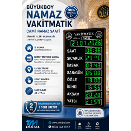 Büyükboy Vakitmatik, Yeşil Renk, Kasa: 40x72 cm