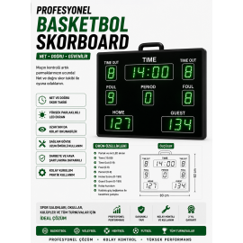 Yeşil Renk Basketbol Skorbord 82x63cm - Basketball Scoreboard